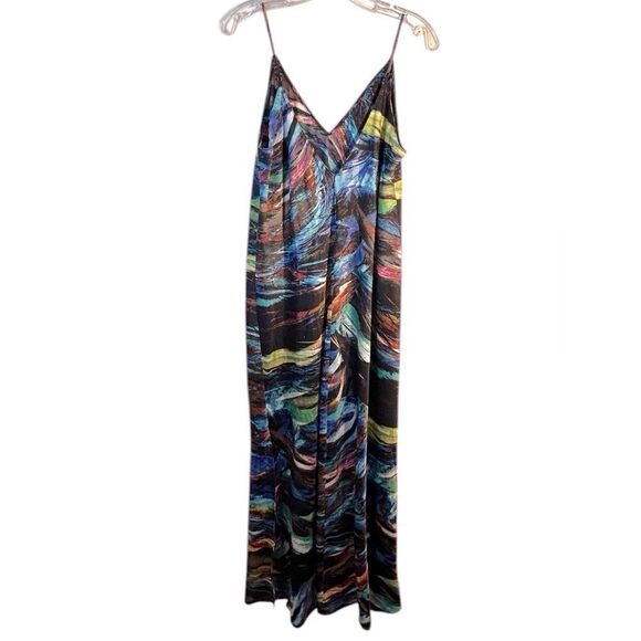 NATORI LADIES SLIP DRESS LARGE BLACK NIGHTGOWN SATIN CREAM MAXI BABYDOLL Long - Picture 1 of 11